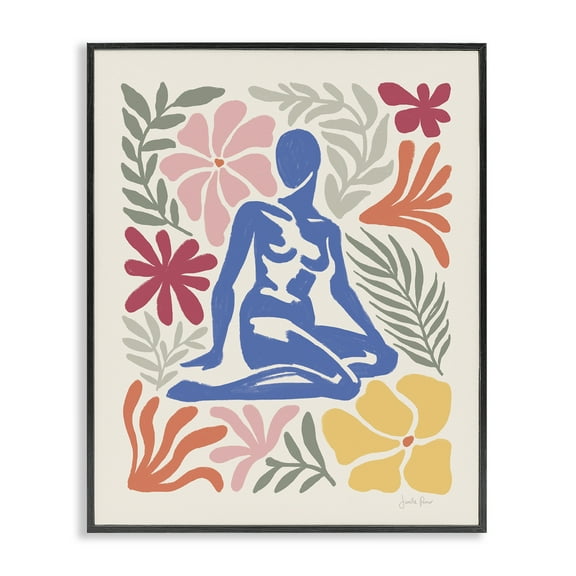 Stupell Industries Abstract Garden & Woman Novelty Painting Black Framed Art Print Wall Art, 11 x 14