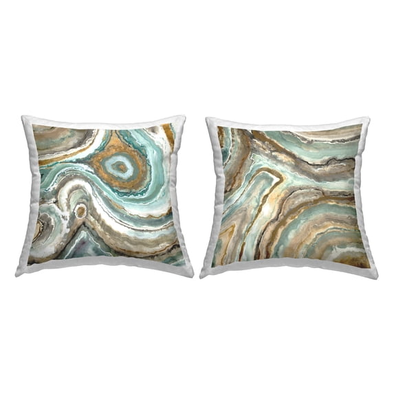 Stupell Industries Abstract Geode Agate Pattern Square Decorative Printed Throw Pillow, 18 x 18, Set of 2