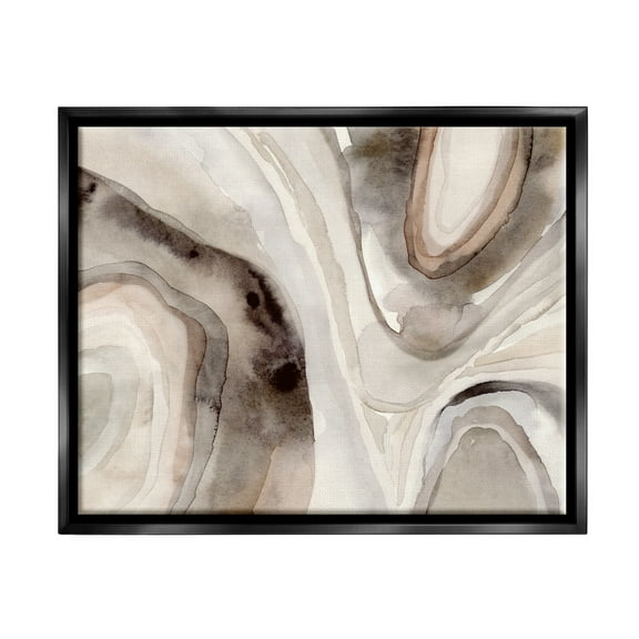 Stupell Industries Abstract Geode Watercolor Abstract Painting Black Floater Framed Canvas Art Print Wall Art, 21 x 17
