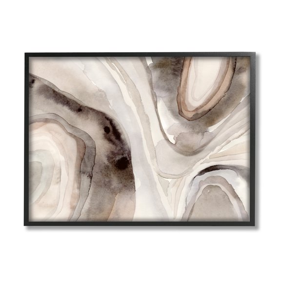 Stupell Industries Abstract Geode Watercolor Abstract Painting Black Framed Art Print Wall Art, 14 x 11