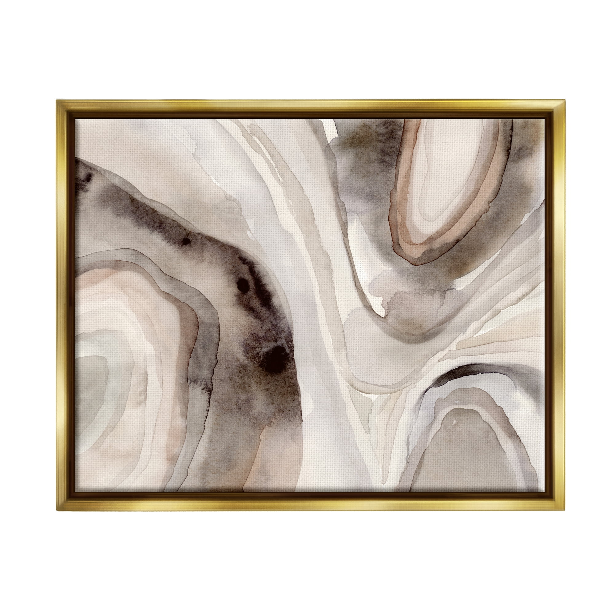 Stupell Industries Abstract Geode Watercolor Abstract Painting Gold Floater Framed Canvas Art Print Wall Art, 31 x 25