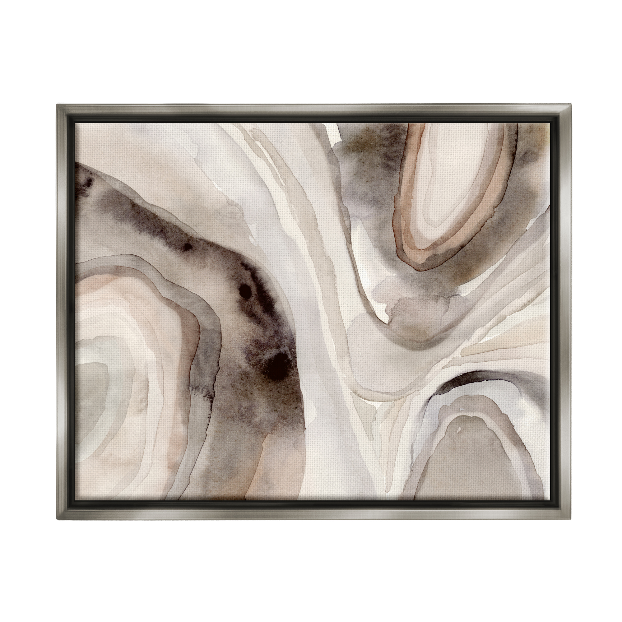 Stupell Industries Abstract Geode Watercolor Abstract Painting Gray Floater Framed Canvas Art Print Wall Art, 31 x 25