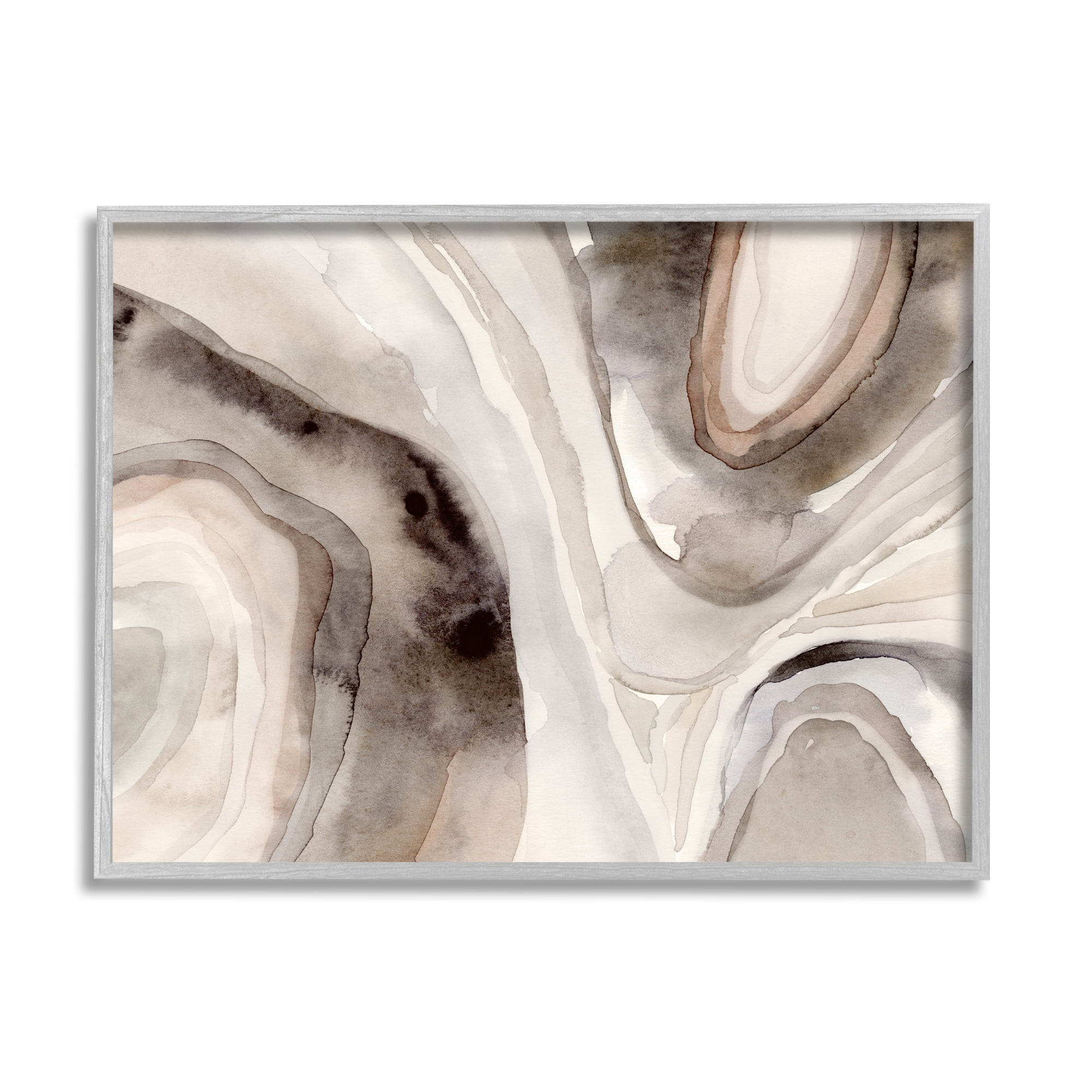 Stupell Industries Abstract Geode Watercolor Abstract Painting Gray Framed Art Print Wall Art, 30 x 24