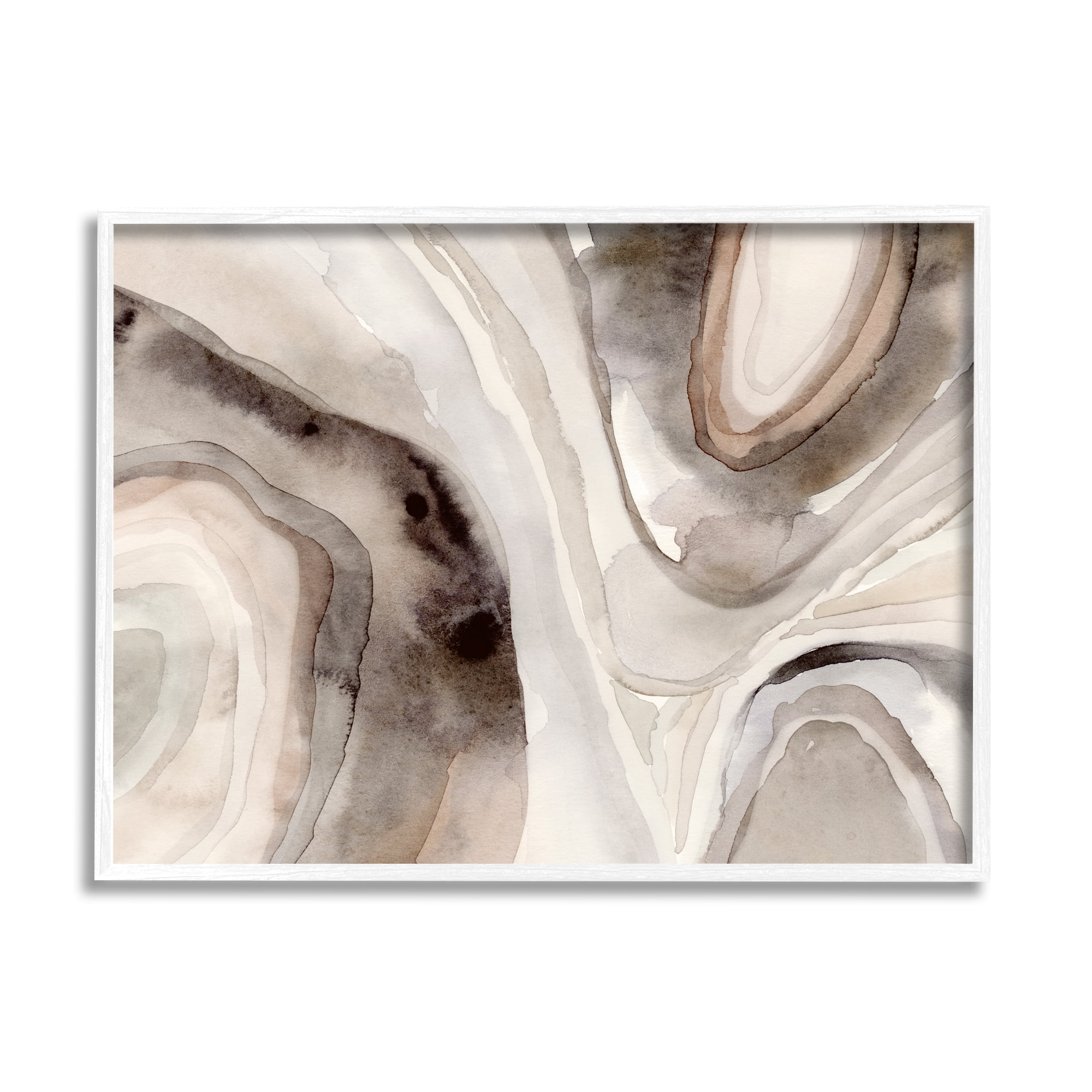 Stupell Industries Abstract Geode Watercolor Abstract Painting White Framed Art Print Wall Art, 14 x 11