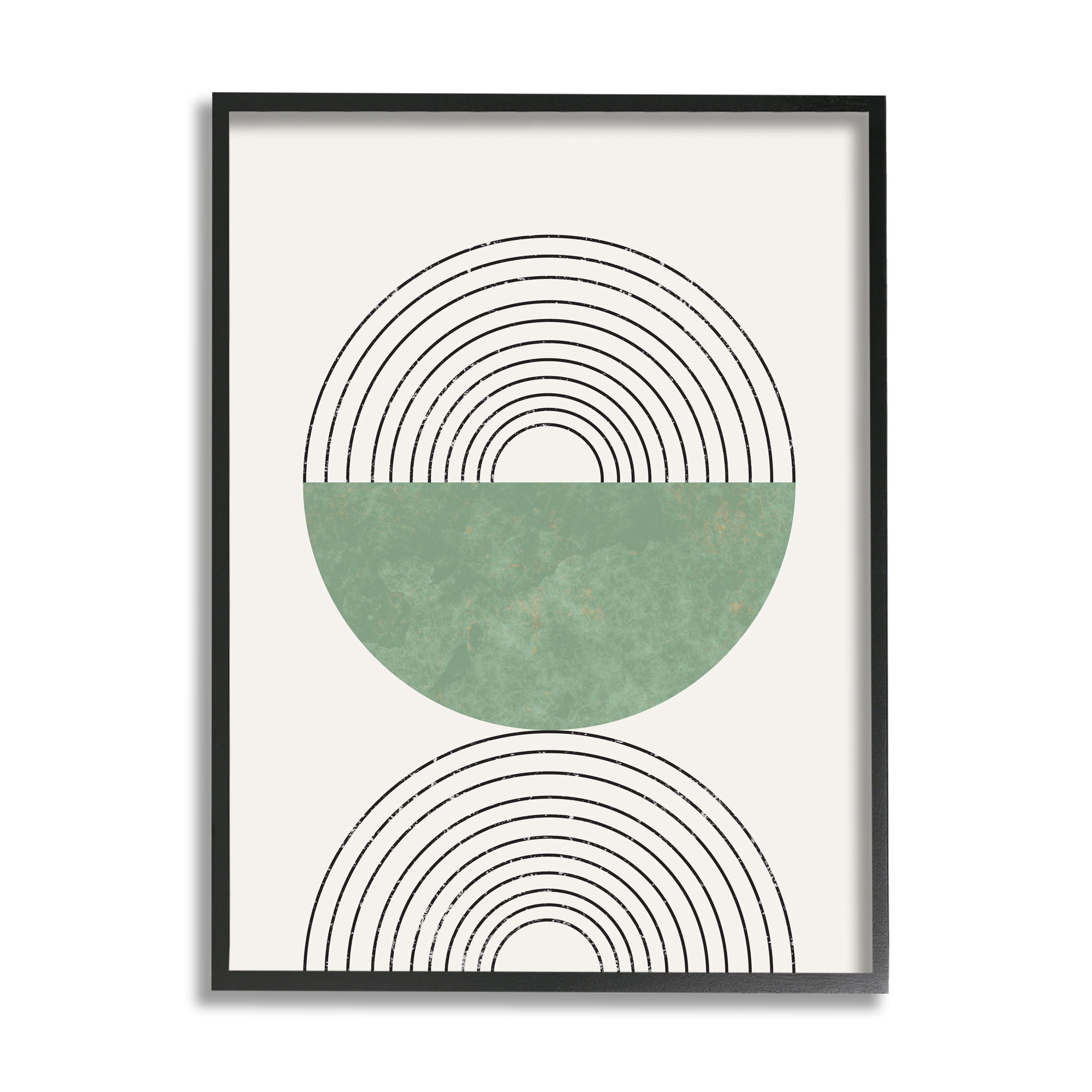 Stupell Industries Abstract Geometric Circular Study Curved Art Deco Abstract Painting Black Framed Art Print Wall Art, 16 x 20