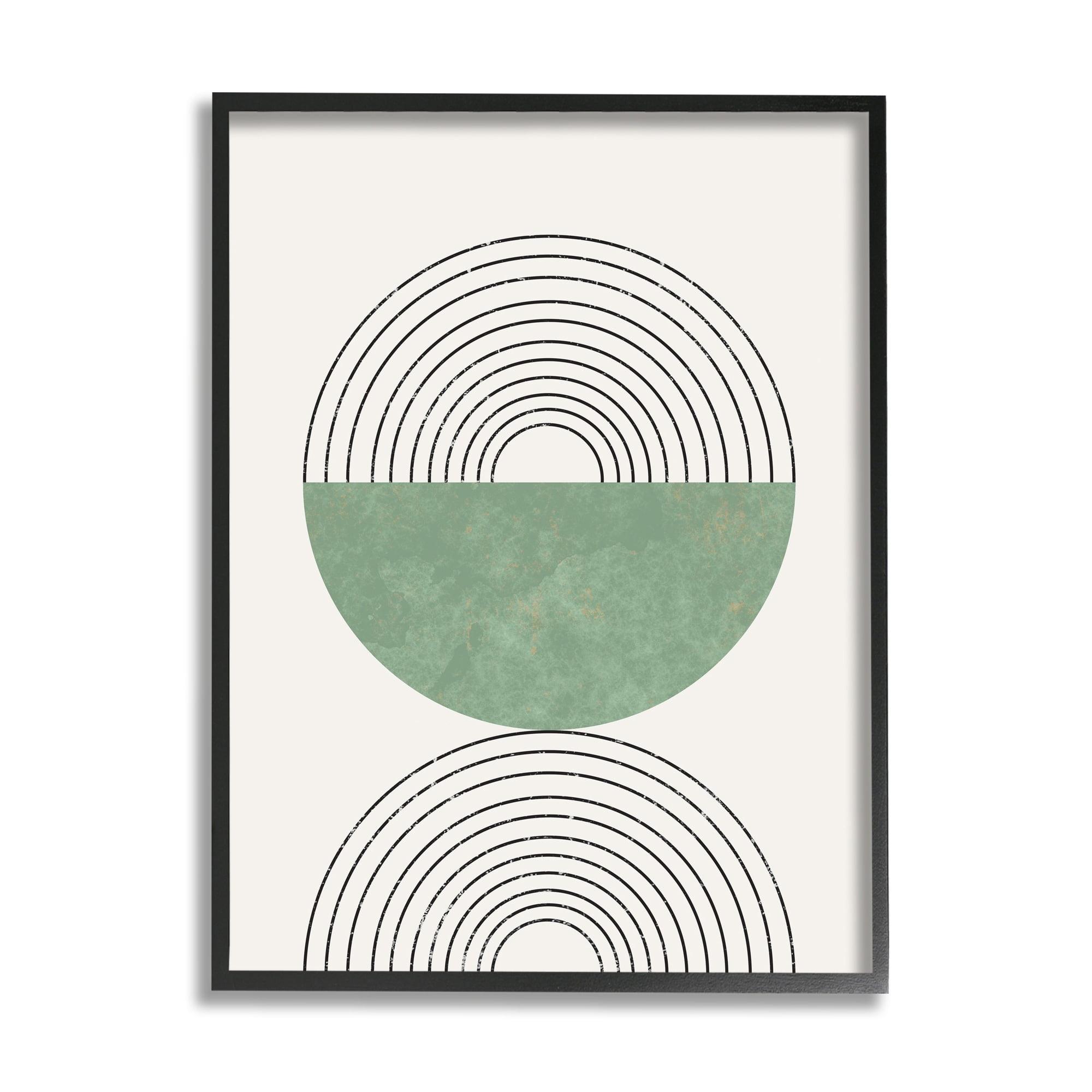 Stupell Industries Abstract Geometric Circular Study Curved Art Deco Abstract Painting Black Framed Art Print Wall Art, 24 x 30