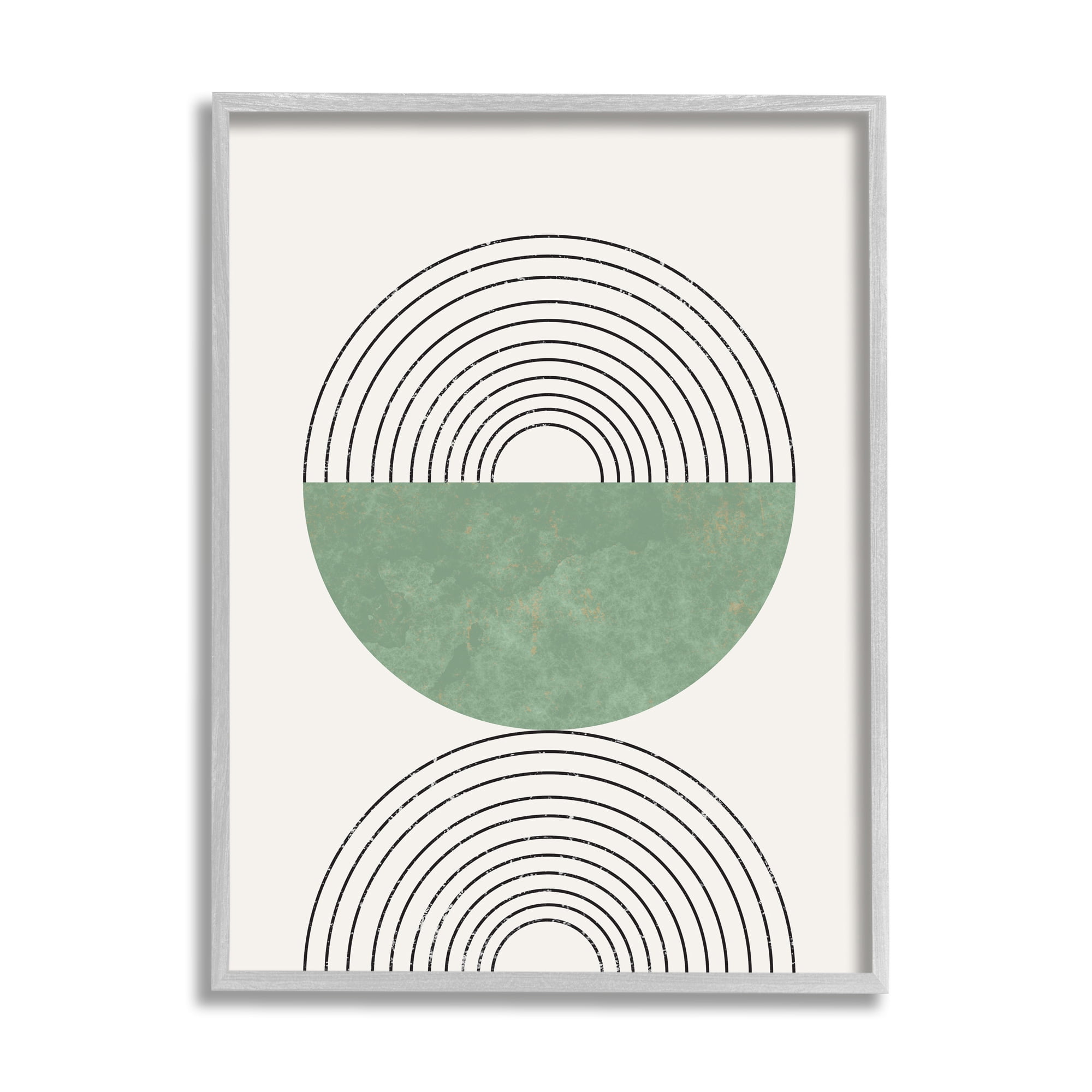 Gray and Green Geometric Abstract Canvas Art with Frame, 16 x 20