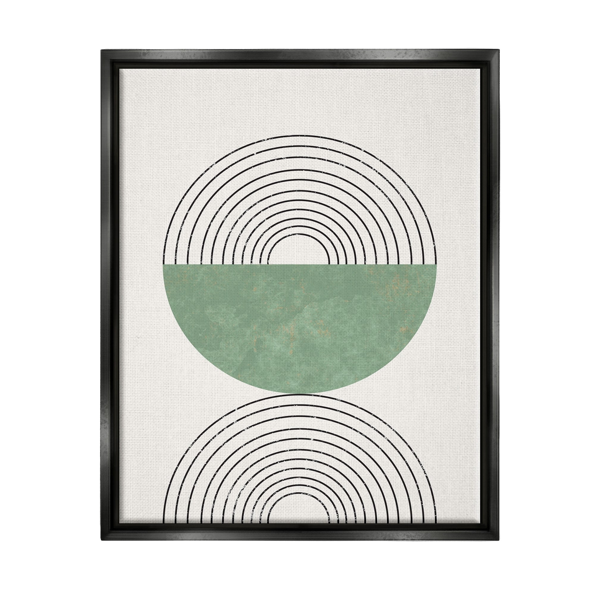 Stupell Industries Abstract Geometric Circular Study Curved Art Deco Jet Black Framed Floating Canvas Wall Art, 24x30, by Daphne Polselli