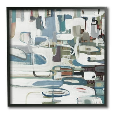 Stupell Industries Abstract Geometric Forms Abstract Painting Black Framed Art Print Wall Art, 12 x 12