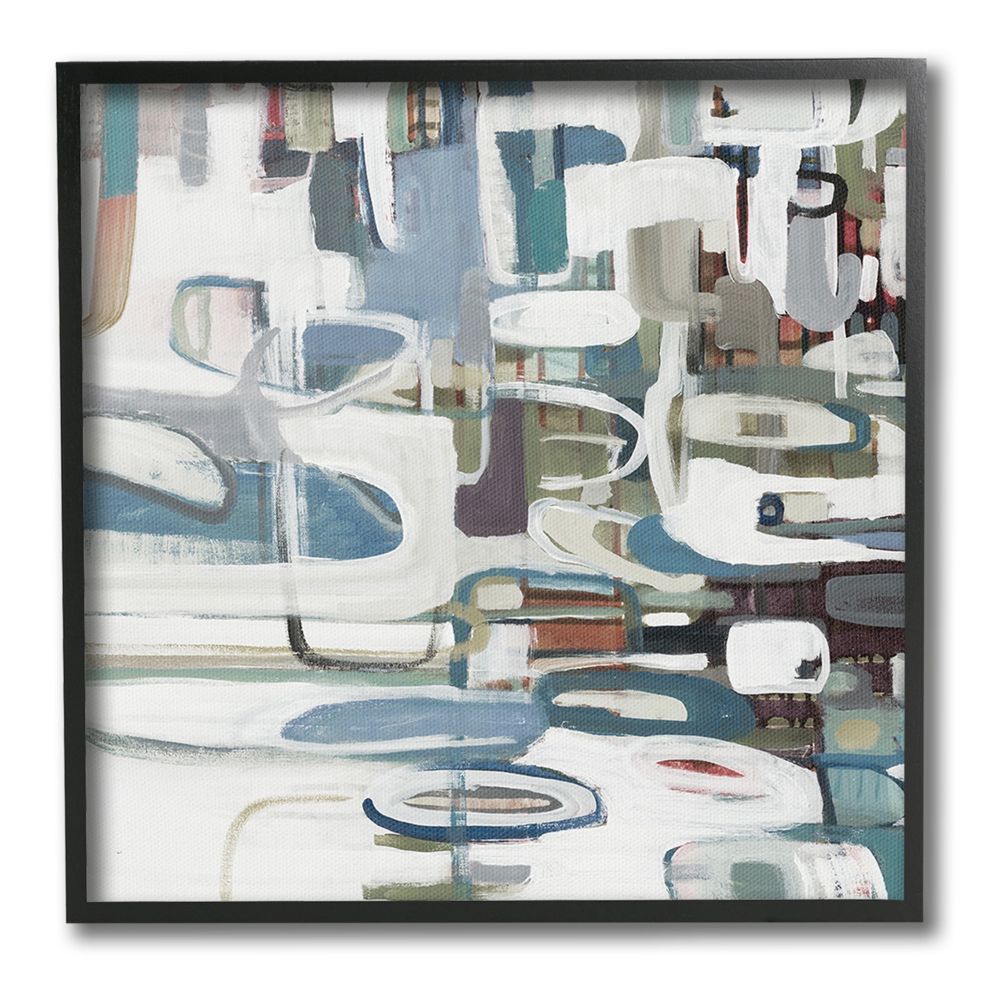 Stupell Industries Abstract Geometric Forms Abstract Painting Black Framed Art Print Wall Art, 24 x 24