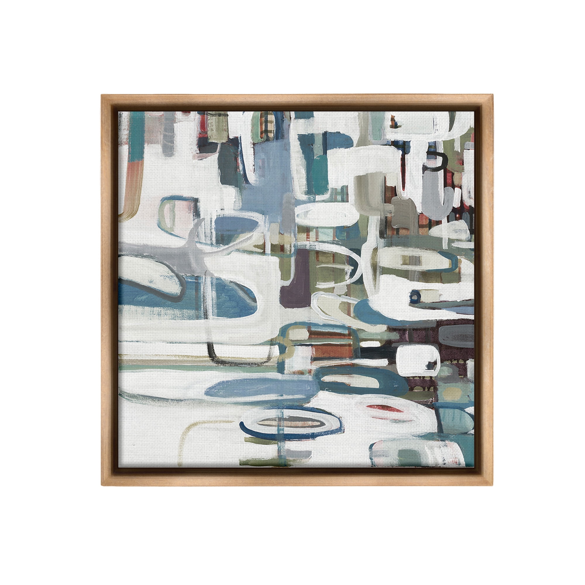 Stupell Industries Abstract Geometric Forms Abstract Painting Brown Floater Framed Canvas Art Print Wall Art, 25 x 25