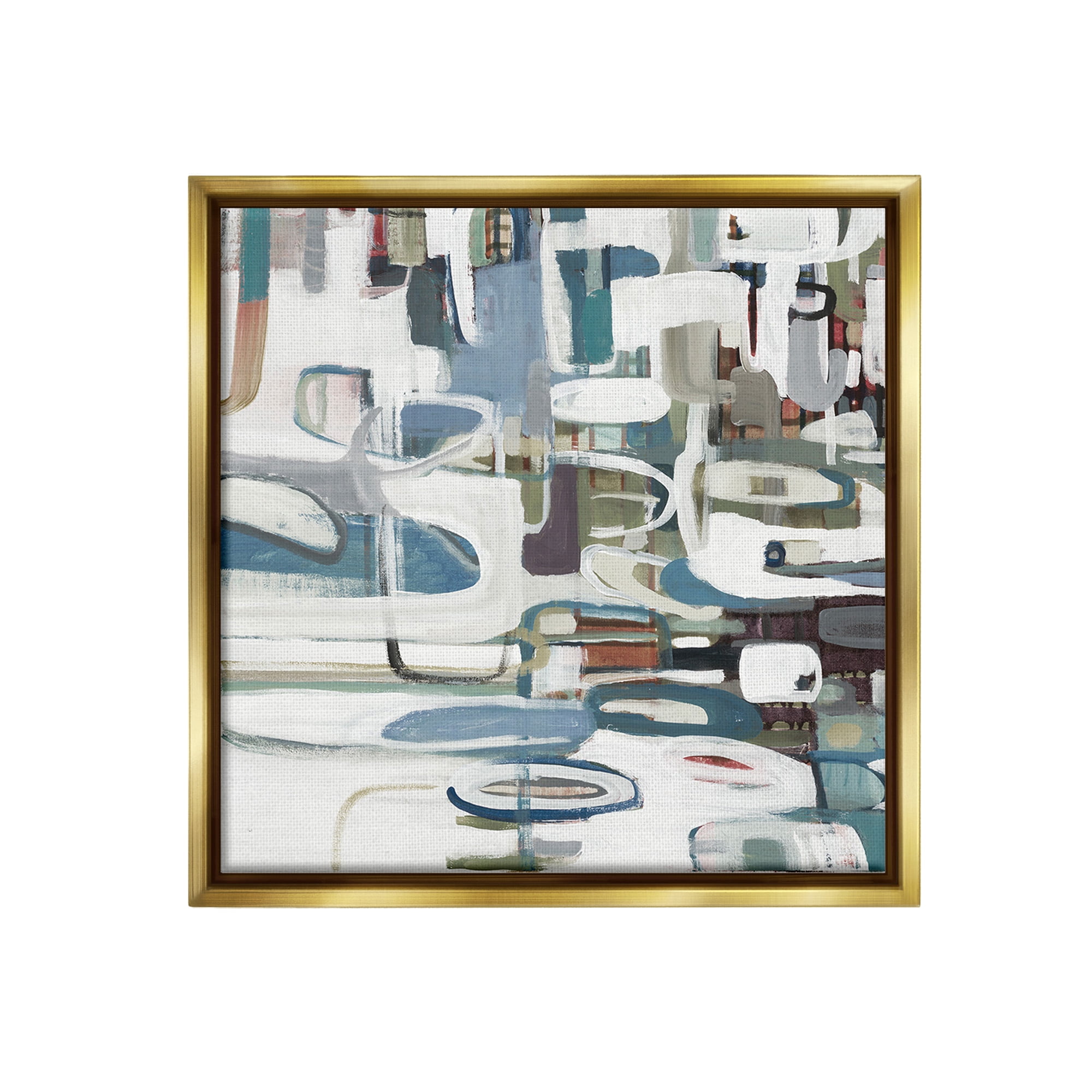 Stupell Industries Abstract Geometric Forms Abstract Painting Gold Floater Framed Canvas Art Print Wall Art, 25 x 25