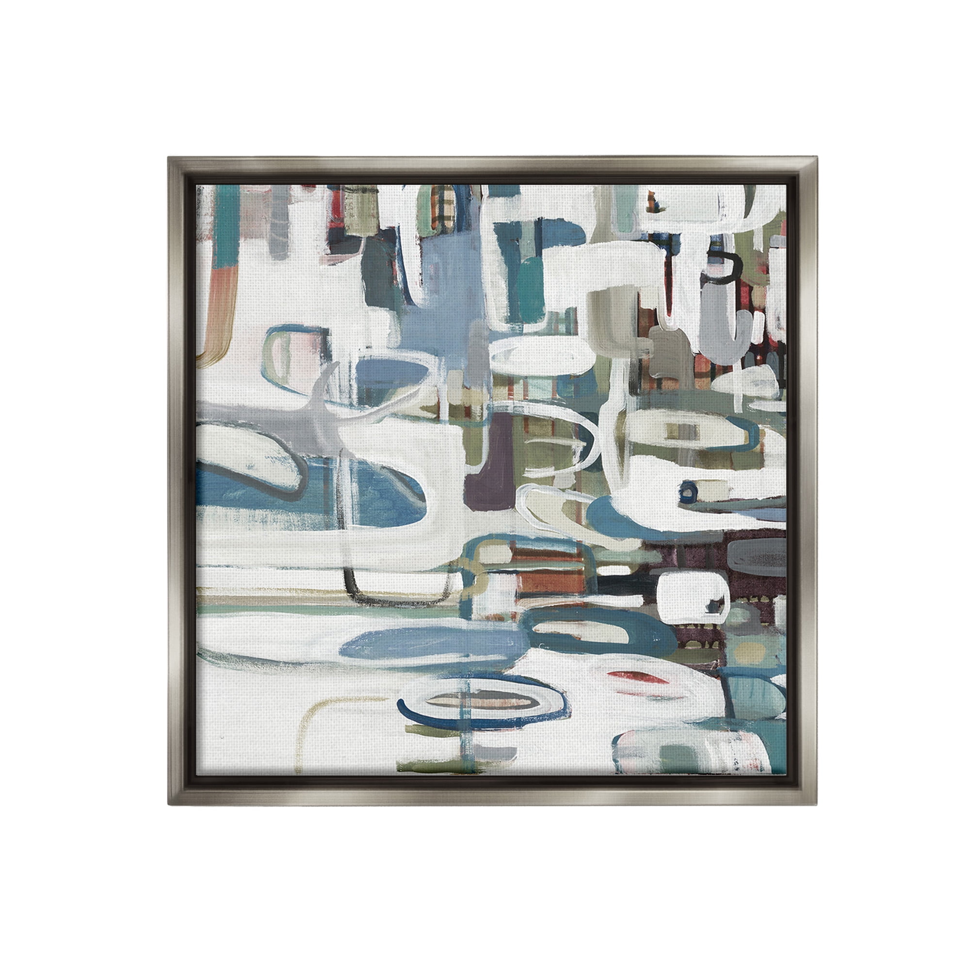 Stupell Industries Abstract Geometric Forms Abstract Painting Gray Floater Framed Canvas Art Print Wall Art, 18 x 18