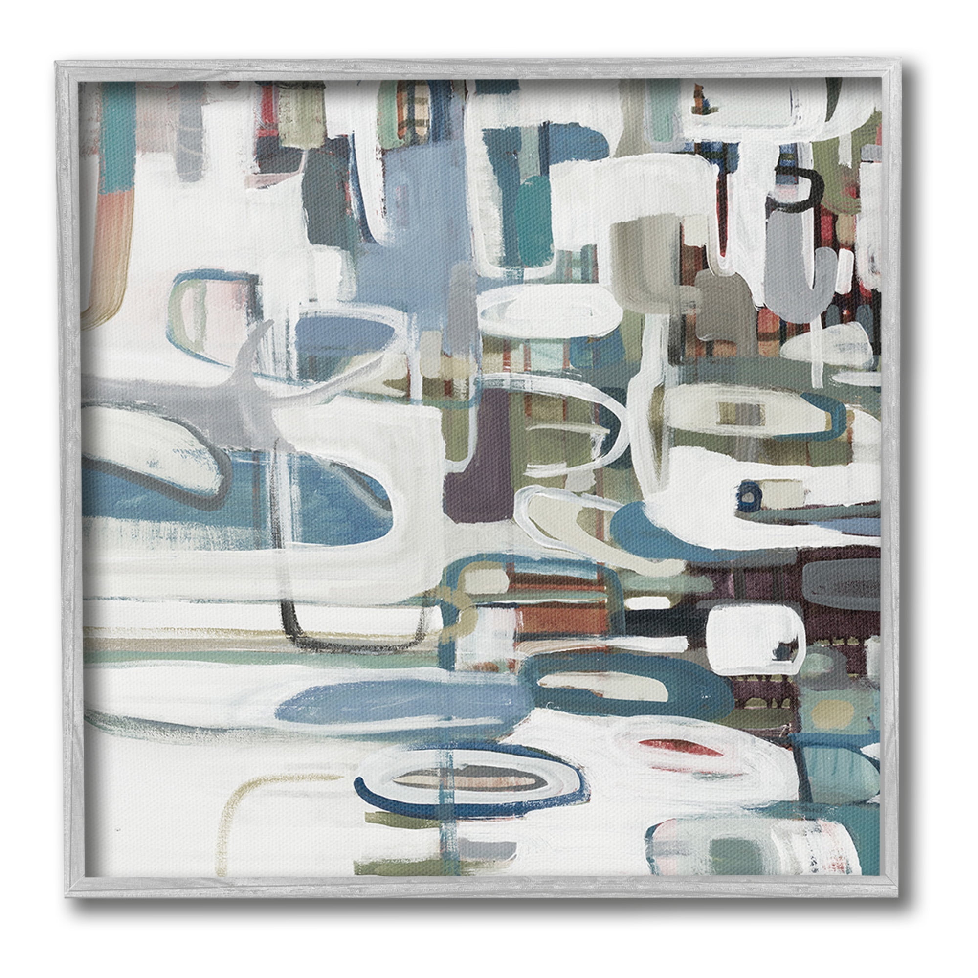 Stupell Industries Abstract Geometric Forms Abstract Painting Gray Framed Art Print Wall Art, 17 x 17