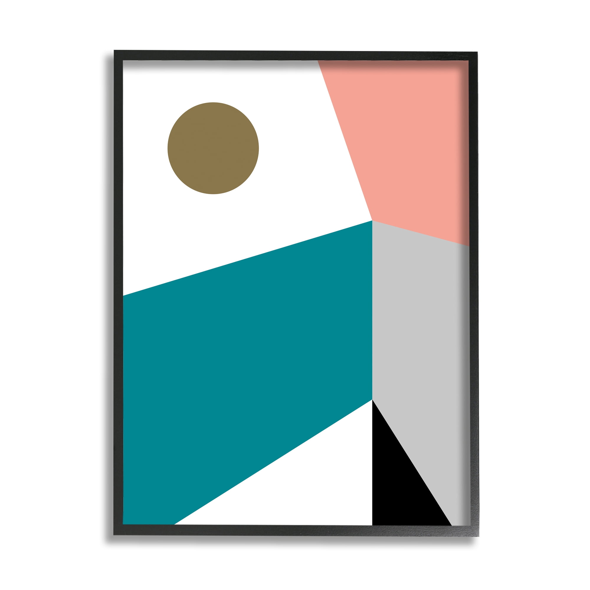 Stupell Industries Abstract Geometric Landscape Arrangement Elementary Shapes Abstract Painting Black Framed Art Print Wall Art, 16 x 20