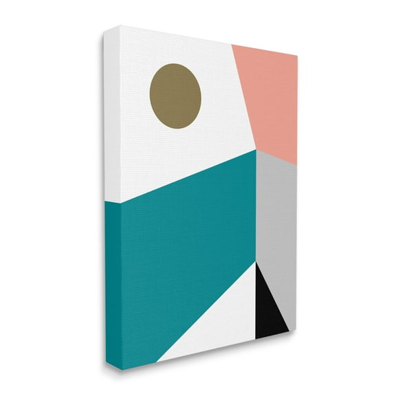 Stupell Industries Abstract Geometric Landscape Arrangement Elementary Shapes Abstract Painting Gallery Wrapped Canvas Print Wall Art, 16 x 20