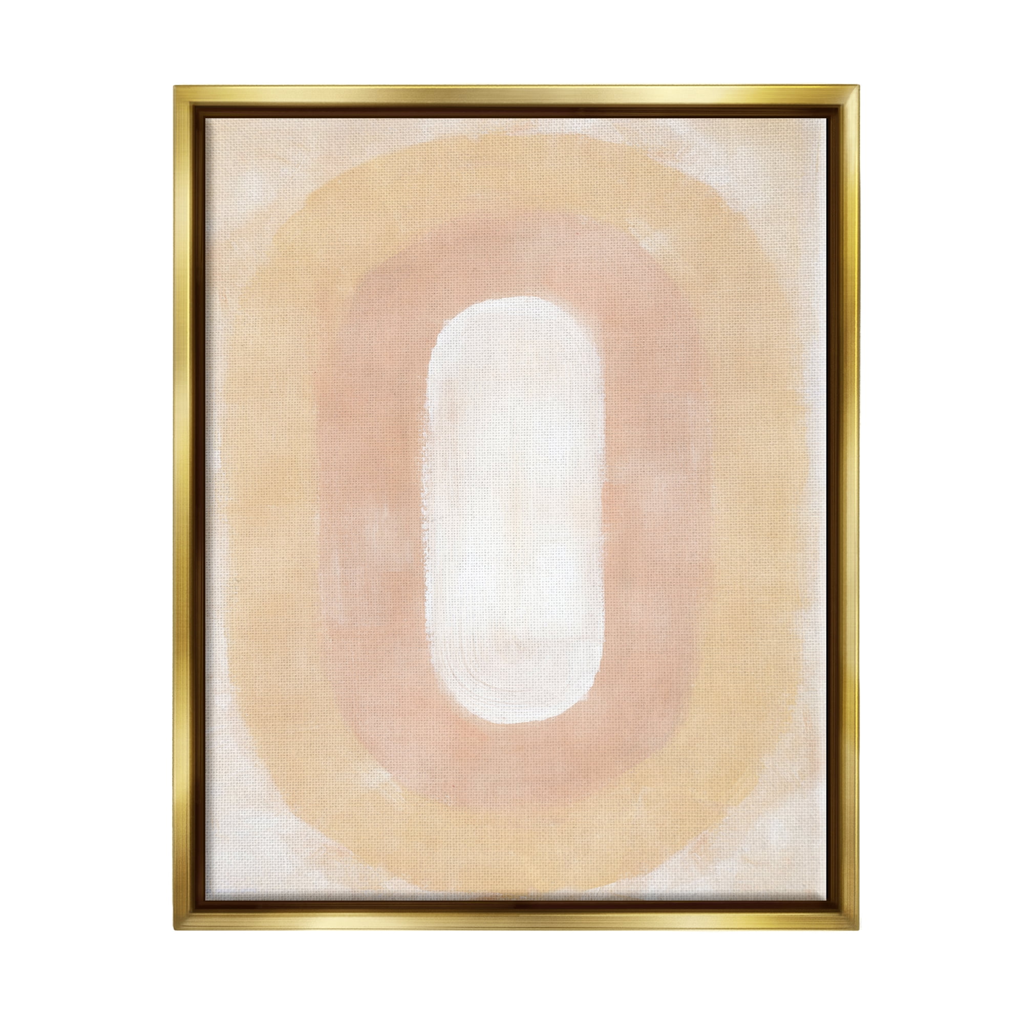 Stupell Industries Abstract Geometric Oval Abstract Painting Gold Floater Framed Canvas Art Print Wall Art, 25 x 31