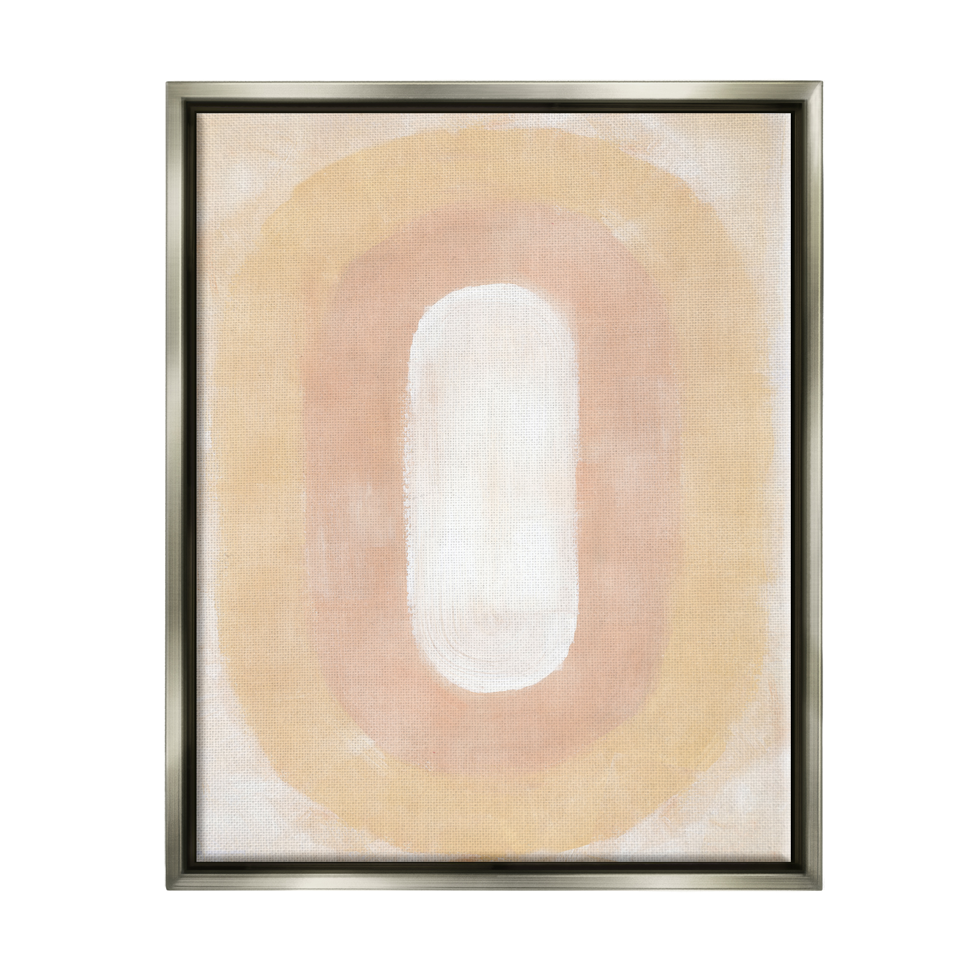 Stupell Industries Abstract Geometric Oval Abstract Painting Gray Floater Framed Canvas Art Print Wall Art, 17 x 21