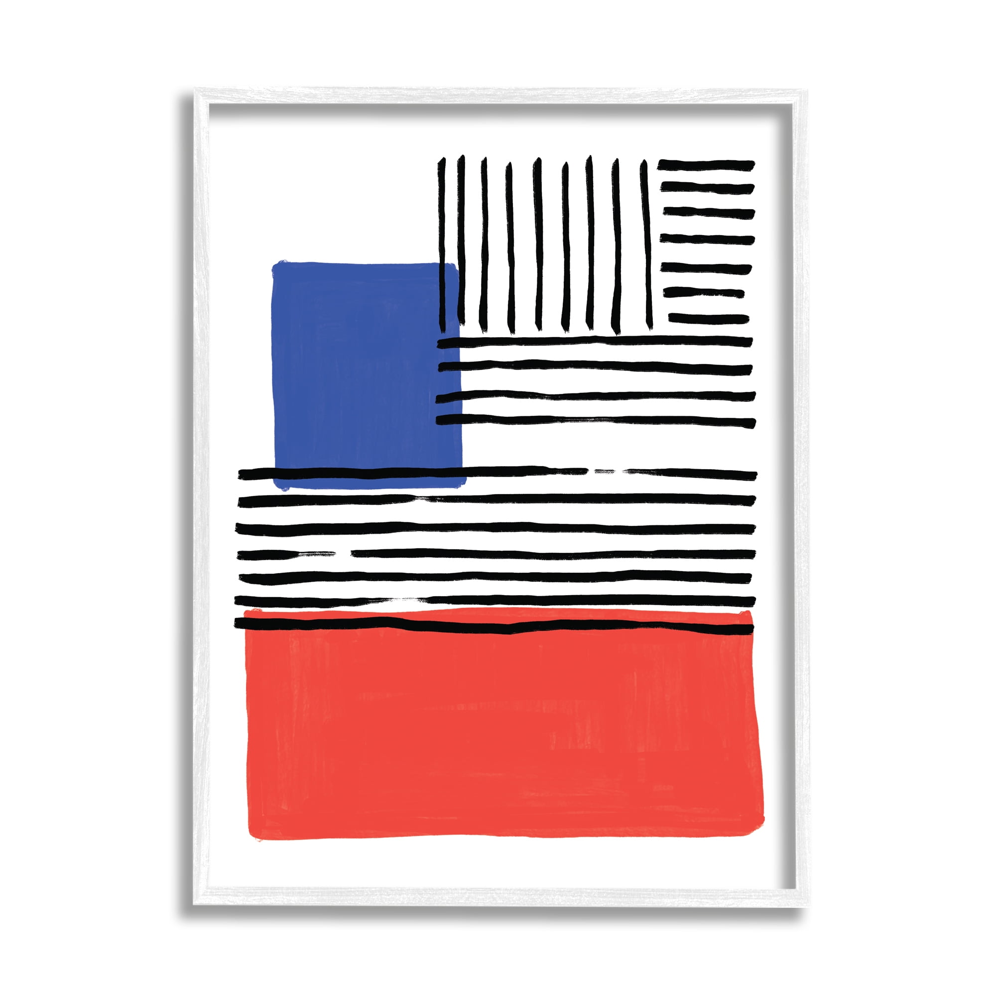 Stupell Industries Abstract Geometric Red Blue Blocks Bold Lines, 11 x 14, Designed by Alison Tauber