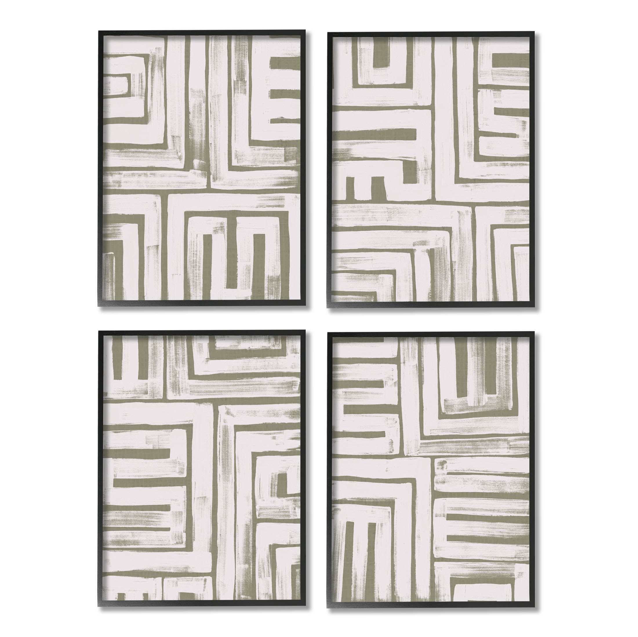Stupell Industries Abstract Geometric Shapes Arrangement Graphic Art Black Framed Art Print Wall Art, Set of 4, Design by June Erica Vess
