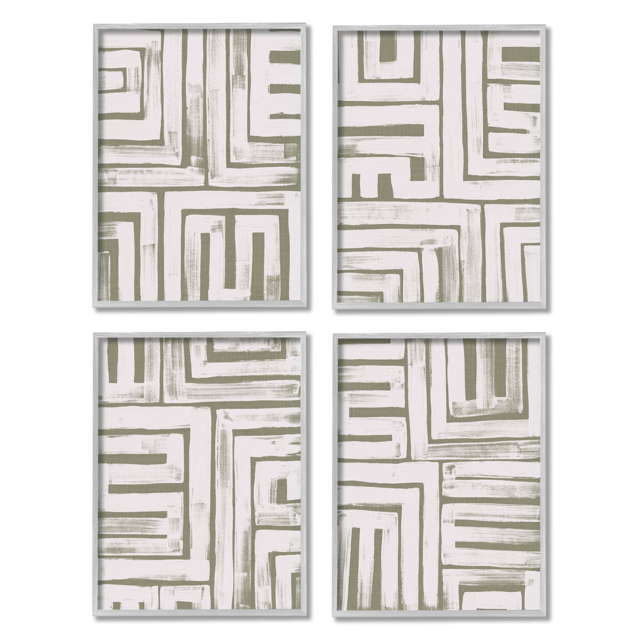 Stupell Industries Abstract Geometric Shapes Arrangement Graphic Art Gray Framed Art Print Wall Art, Set of 4, Design by June Erica Vess