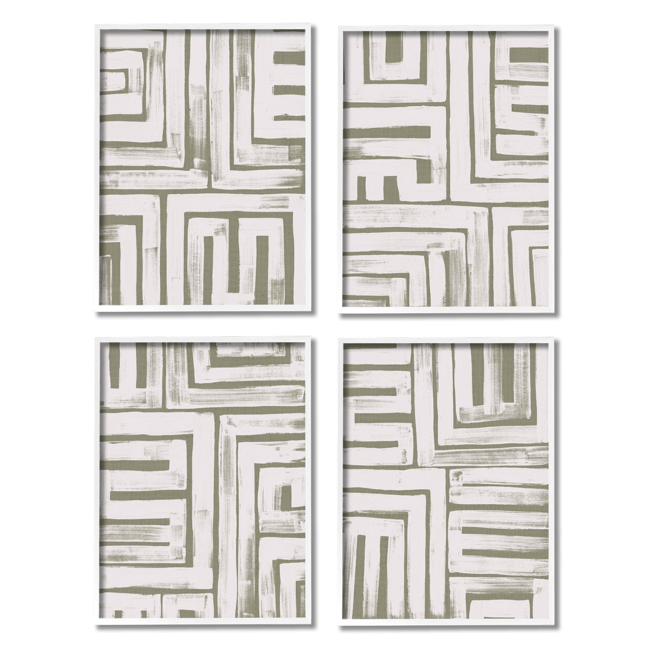 Stupell Industries Abstract Geometric Shapes Arrangement Graphic Art White Framed Art Print Wall Art, Set of 4, Design by June Erica Vess