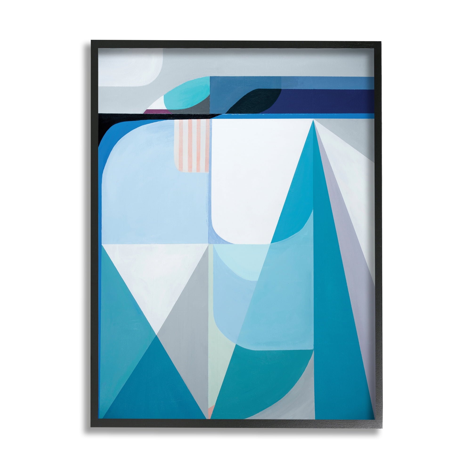 Stupell Industries Abstract Geometric Shapes Pop Blue White,24 x 30,Designed by Marion Griese