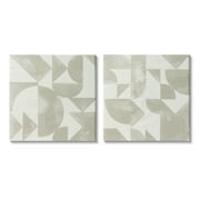 Stupell Industries Abstract Geometric Triangle Shapes Painterly Beige Strokes Painting Gallery Wrapped Canvas Print Wall Art, Set of 2, Design by Grace Popp