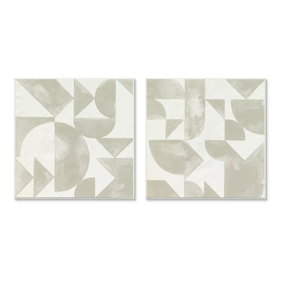 Stupell Industries Abstract Geometric Triangle Shapes Painterly Beige Strokes Painting Unframed Art Print Wall Art, Set of 2, Design by Grace Popp