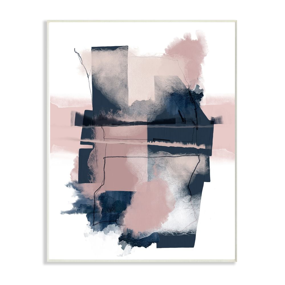 Stupell Industries Abstract Geometry Pink and Blue Watercolor Painting Wall Plaque Art by Urban Epiphany
