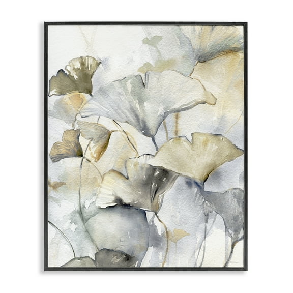 Stupell Industries Abstract Gingko Leaves Plants & Flowers Painting Black Framed Art Print Wall Art, 11 x 14