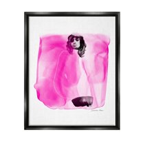 Stupell Industries Abstract Girl on Pink Abstract Painting Black Floater Framed Art Print Wall Art, 17 x 21