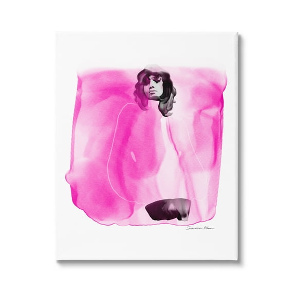 Stupell Industries Abstract Girl on Pink Abstract Painting Gallery Wrapped Canvas Print Wall Art, 16 x 20