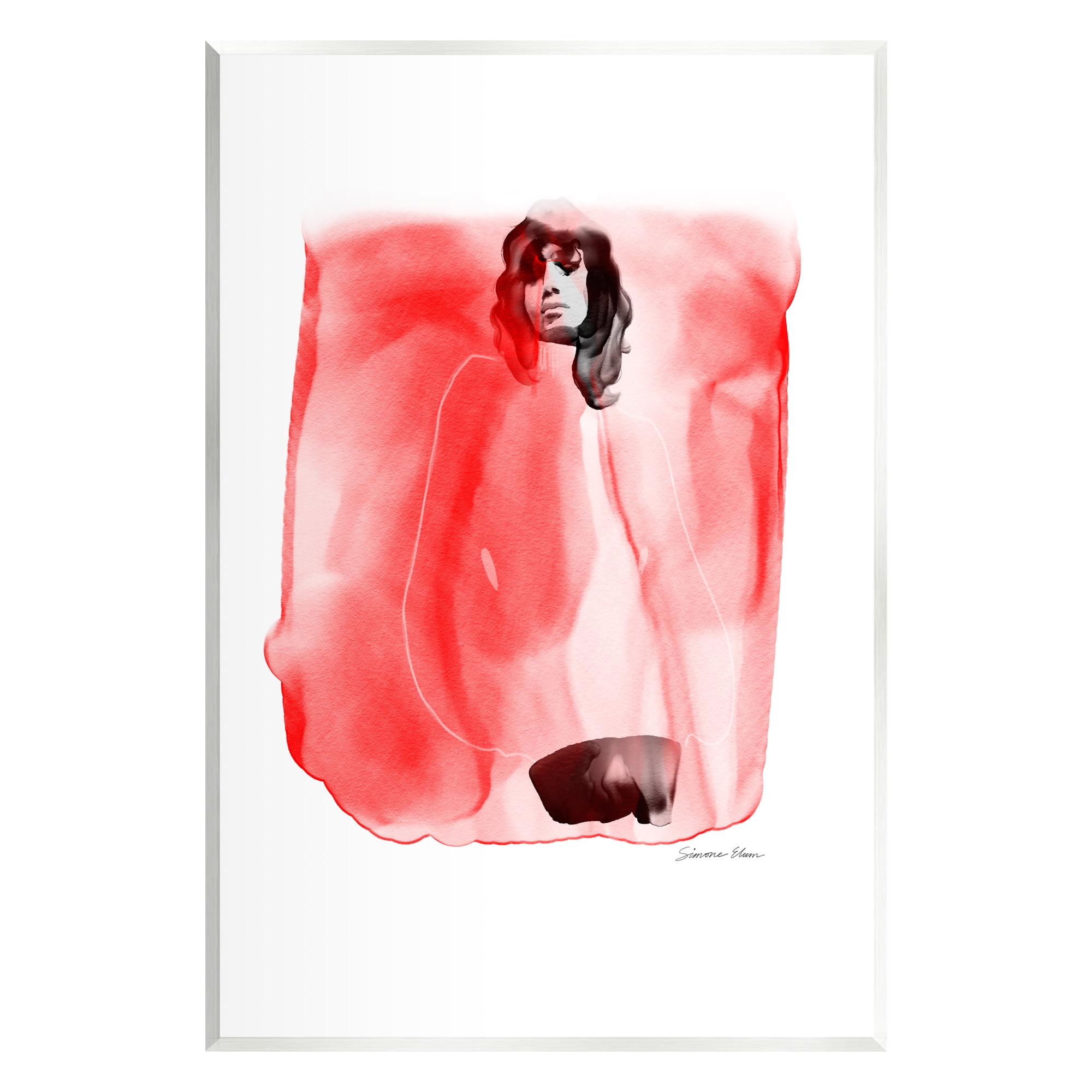 Stupell Industries Abstract Girl on Red Abstract Painting Unframed Art Print Wall Art, 13 x 19