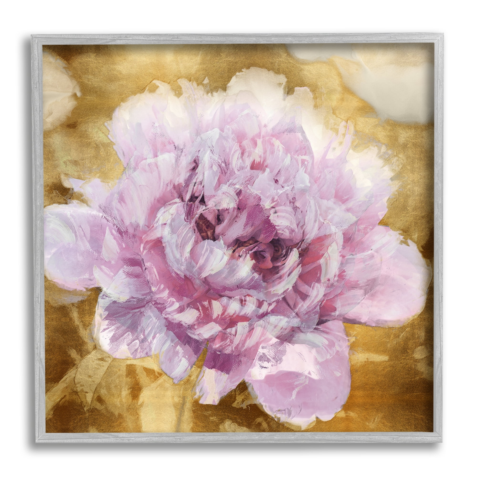 Stupell Industries Abstract Glam Flower Botanical & Floral Painting Gray Framed Art Print Wall Art, 24 x 24