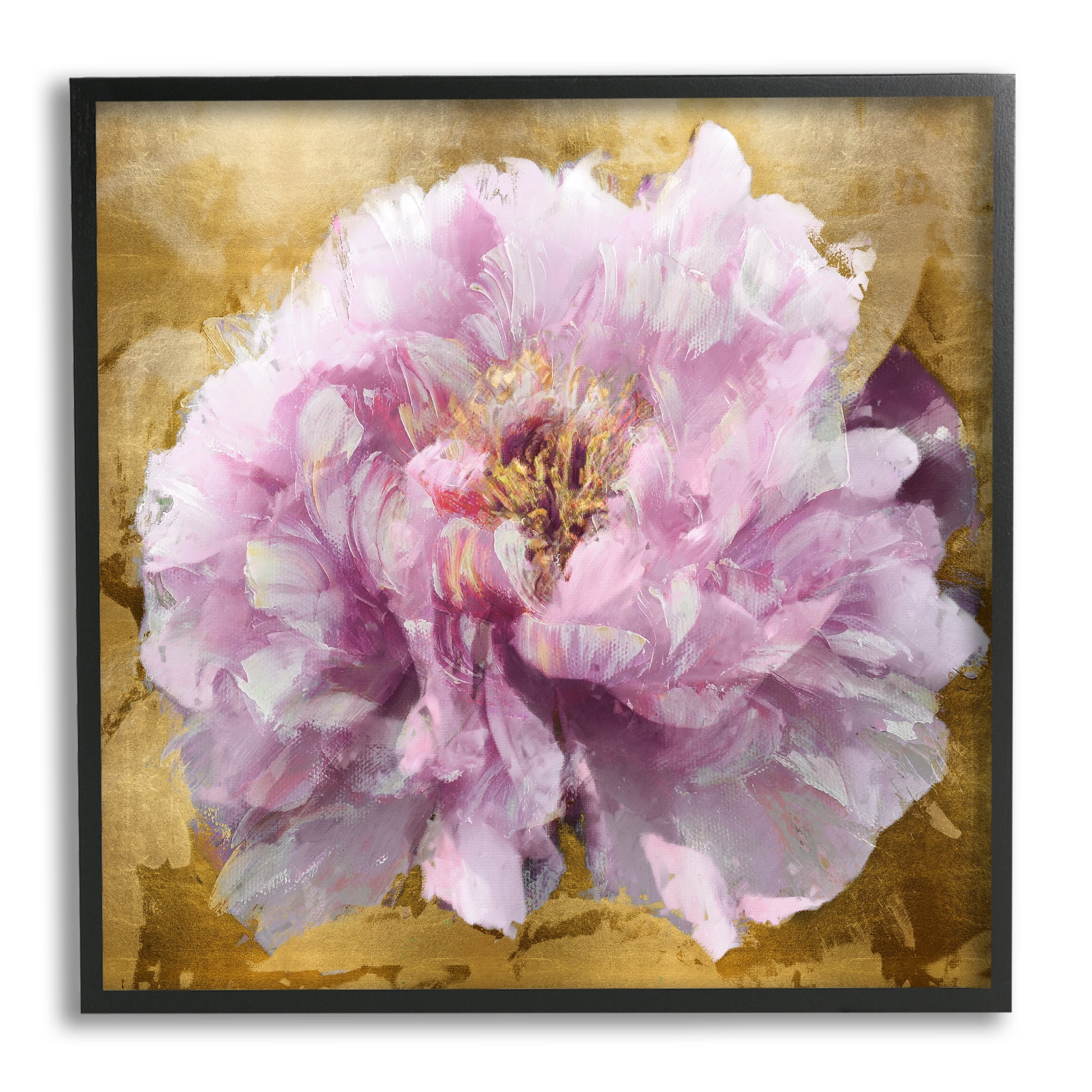 Stupell Industries Abstract Glam Peony Botanical & Floral Painting Black Framed Art Print Wall Art, 12 x 12