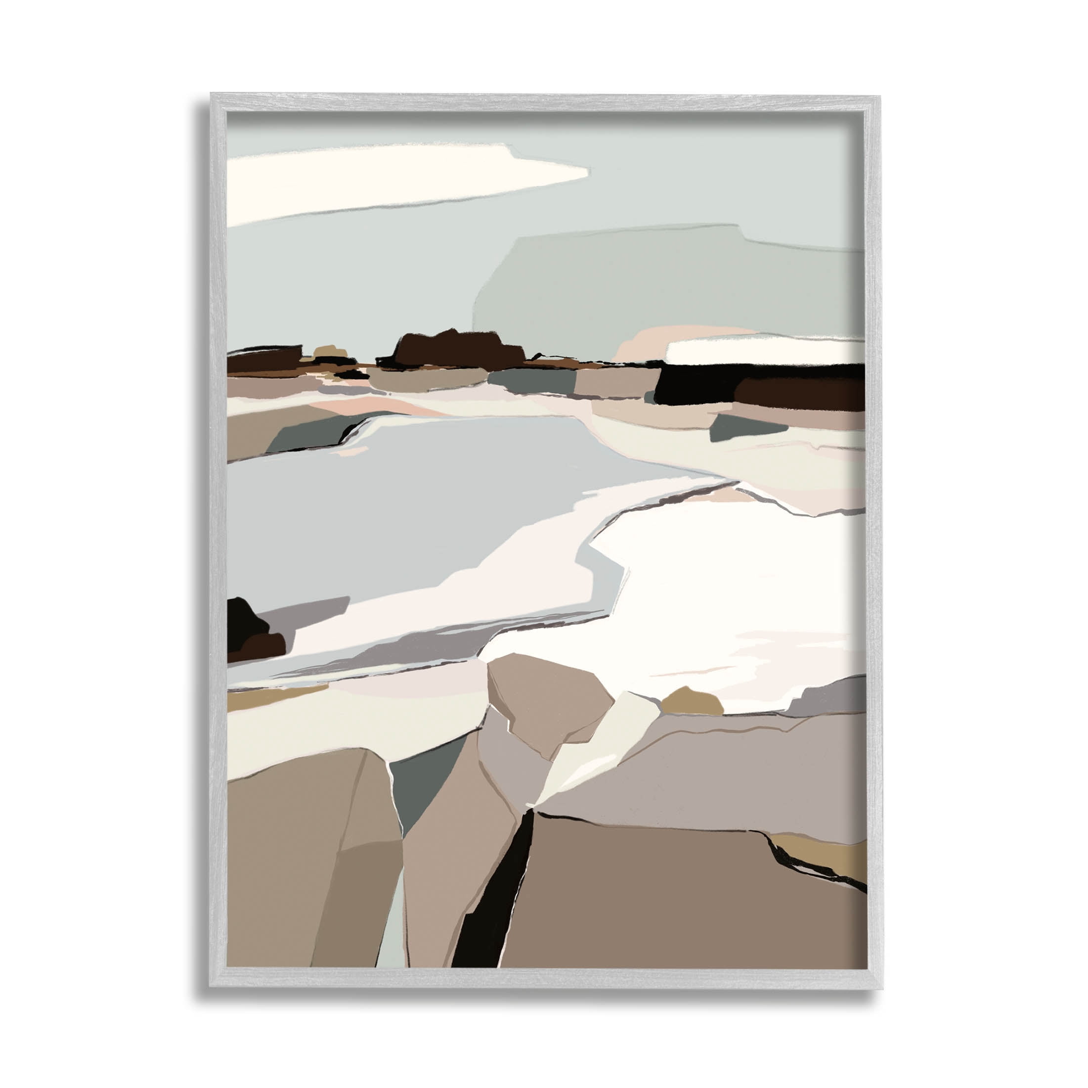 Stupell Industries Abstract Glattalp Reservoir Landscape Graphic Art Gray Framed Art Print Wall Art, Design by Nikita Jariwala