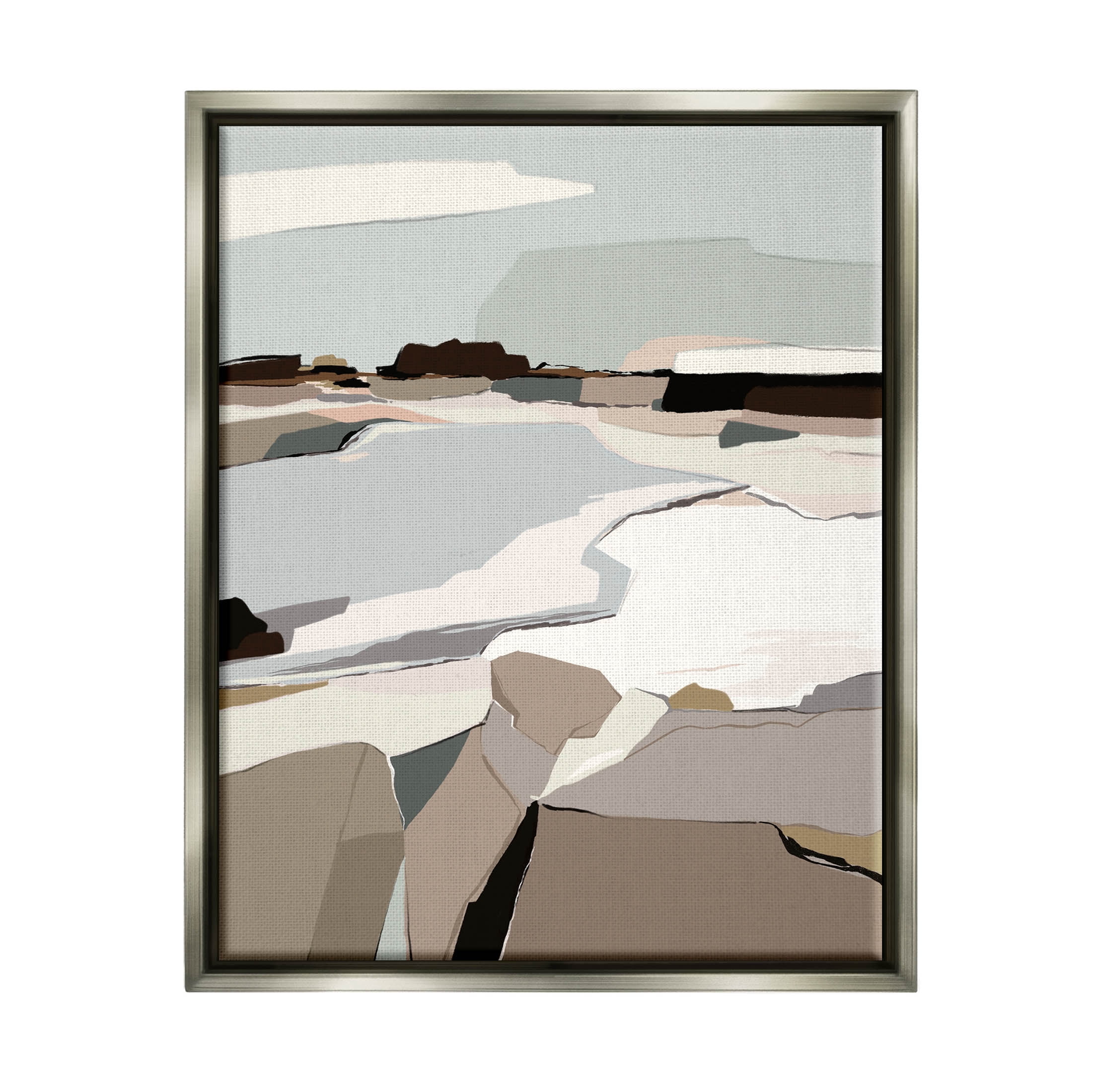 Stupell Industries Abstract Glattalp Reservoir Landscape Graphic Art Luster Gray Floating Framed Canvas Print Wall Art, Design by Nikita Jariwala