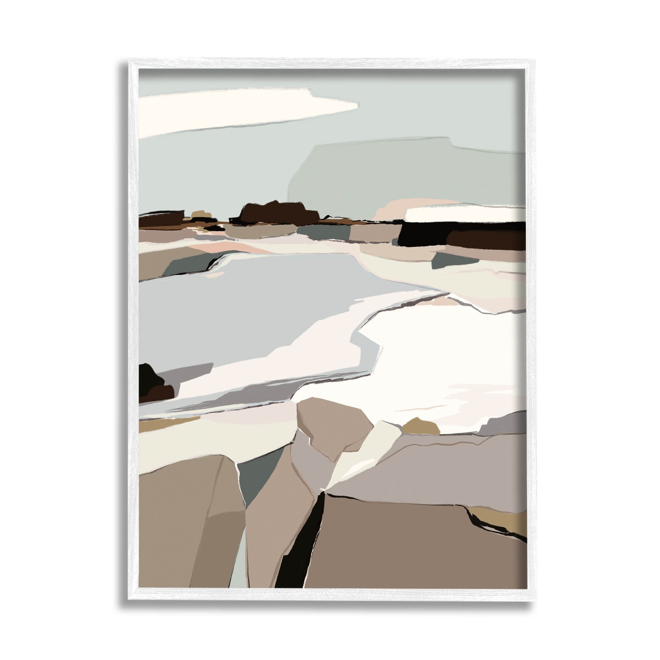 Stupell Industries Abstract Glattalp Reservoir Landscape Graphic Art White Framed Art Print Wall Art, Design by Nikita Jariwala