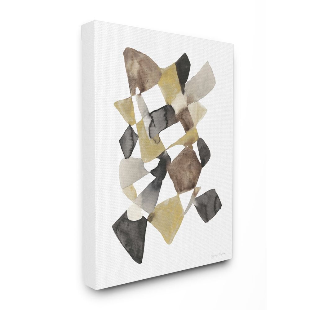 Stupell Industries Abstract Gold Black Brown Shape Design Canvas Wall Art by Jennifer Goldberger
