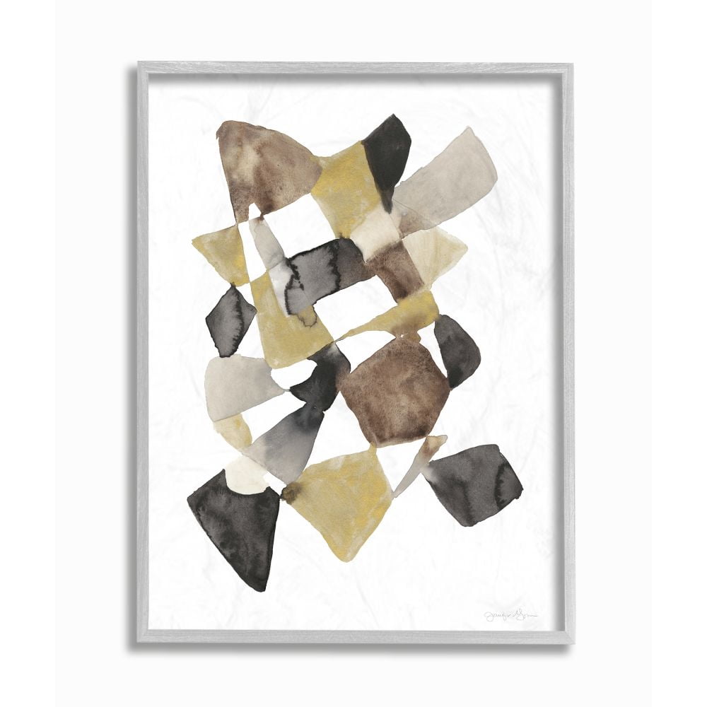Stupell Industries Abstract Gold Black Brown Shape Design Framed Wall Art by Jennifer Goldberger