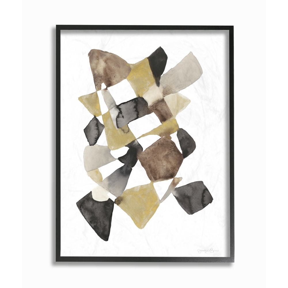 Stupell Industries Abstract Gold Black Brown Shape Design Framed Wall Art by Jennifer Goldberger