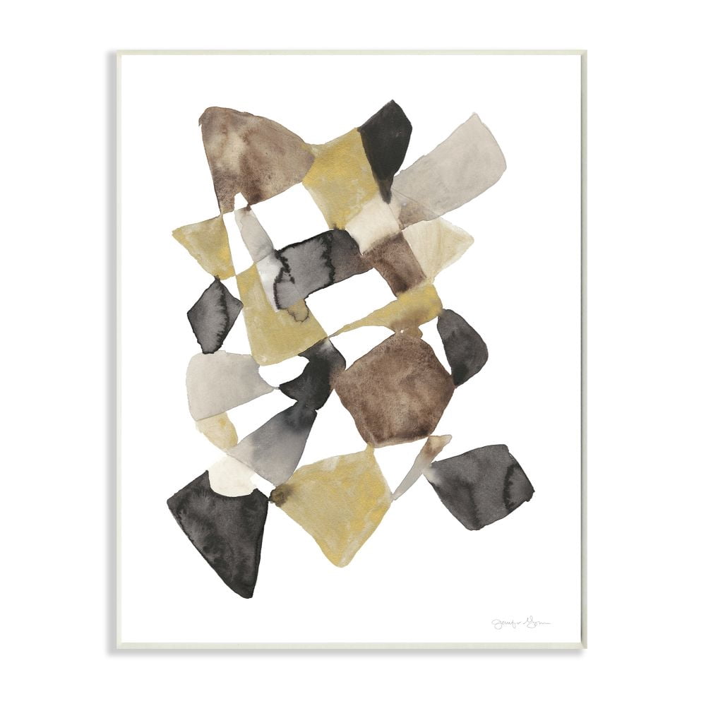 Stupell Industries Abstract Gold Black Brown Shape Design Wall Plaque by Jennifer Goldberger