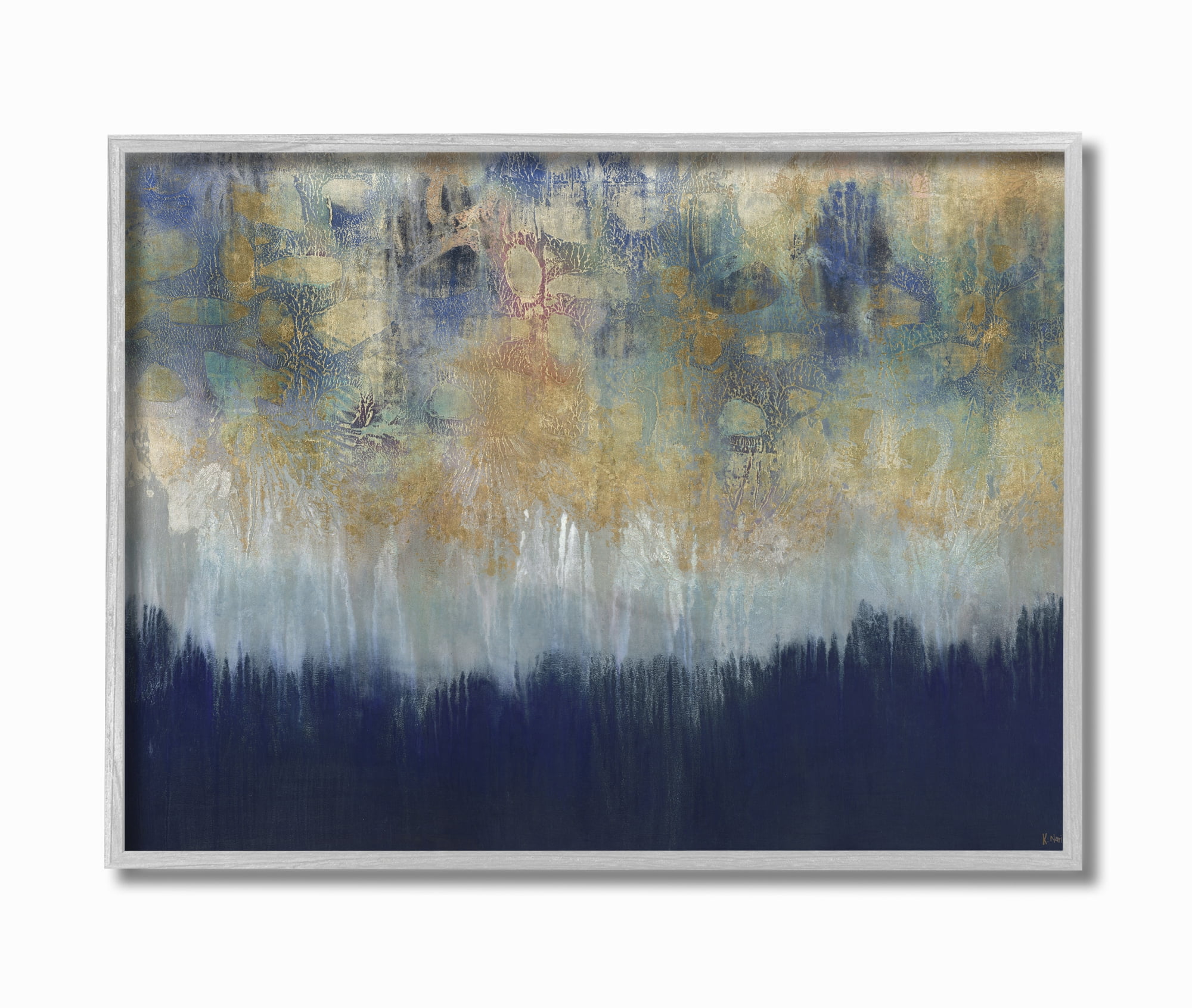 Stupell Industries Abstract Gold Blue Textured Surface Painting Framed Wall Art by Third and Wall