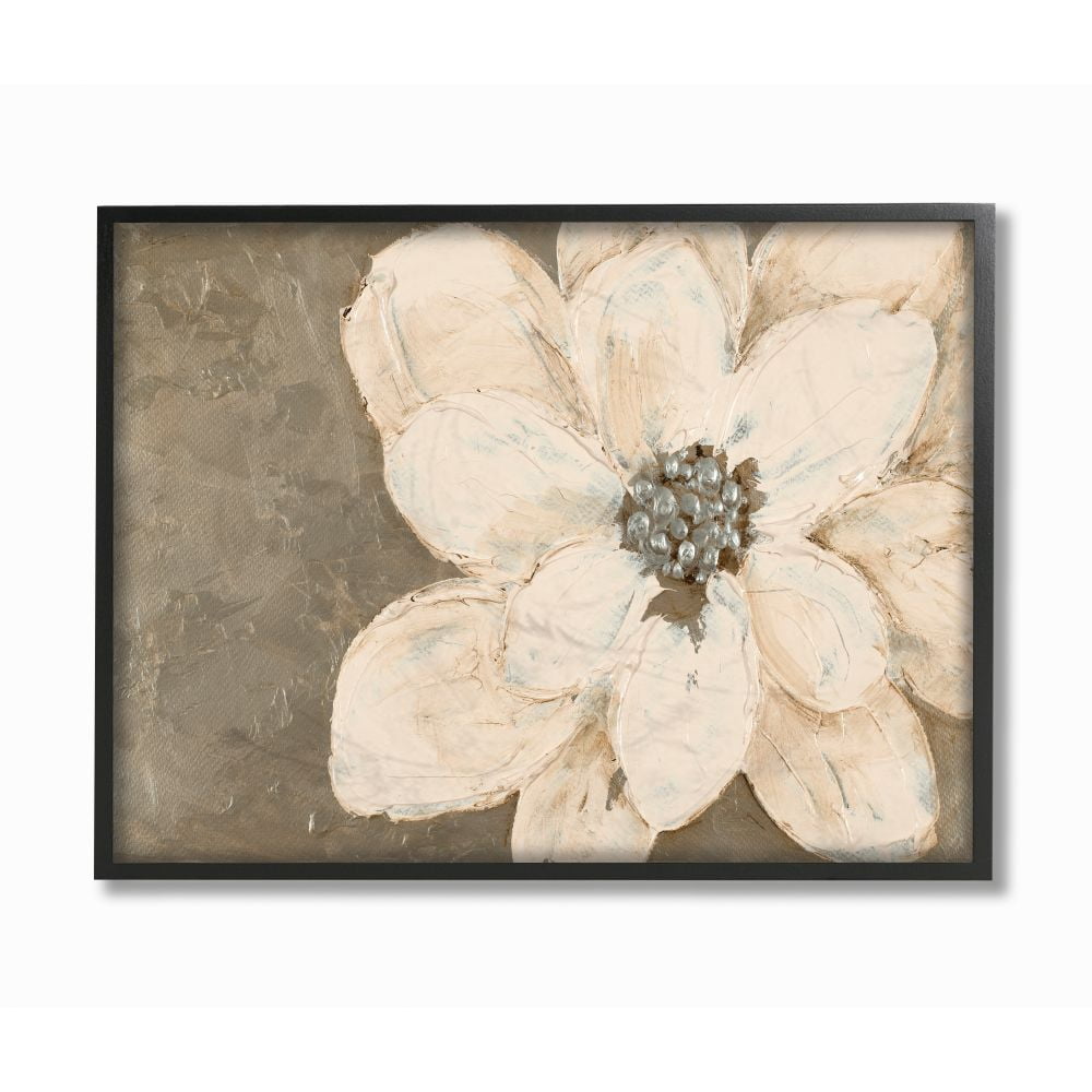 Stupell Industries Abstract Gold Silver Flower Collage Painting Framed Giclee Texturized Art by Lanie Loreth