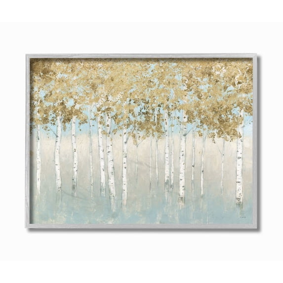 Stupell Industries Abstract Gold Tree Landscape Painting Gray Farmhouse Rustic Framed Giclee Texturized Art by James Wiens