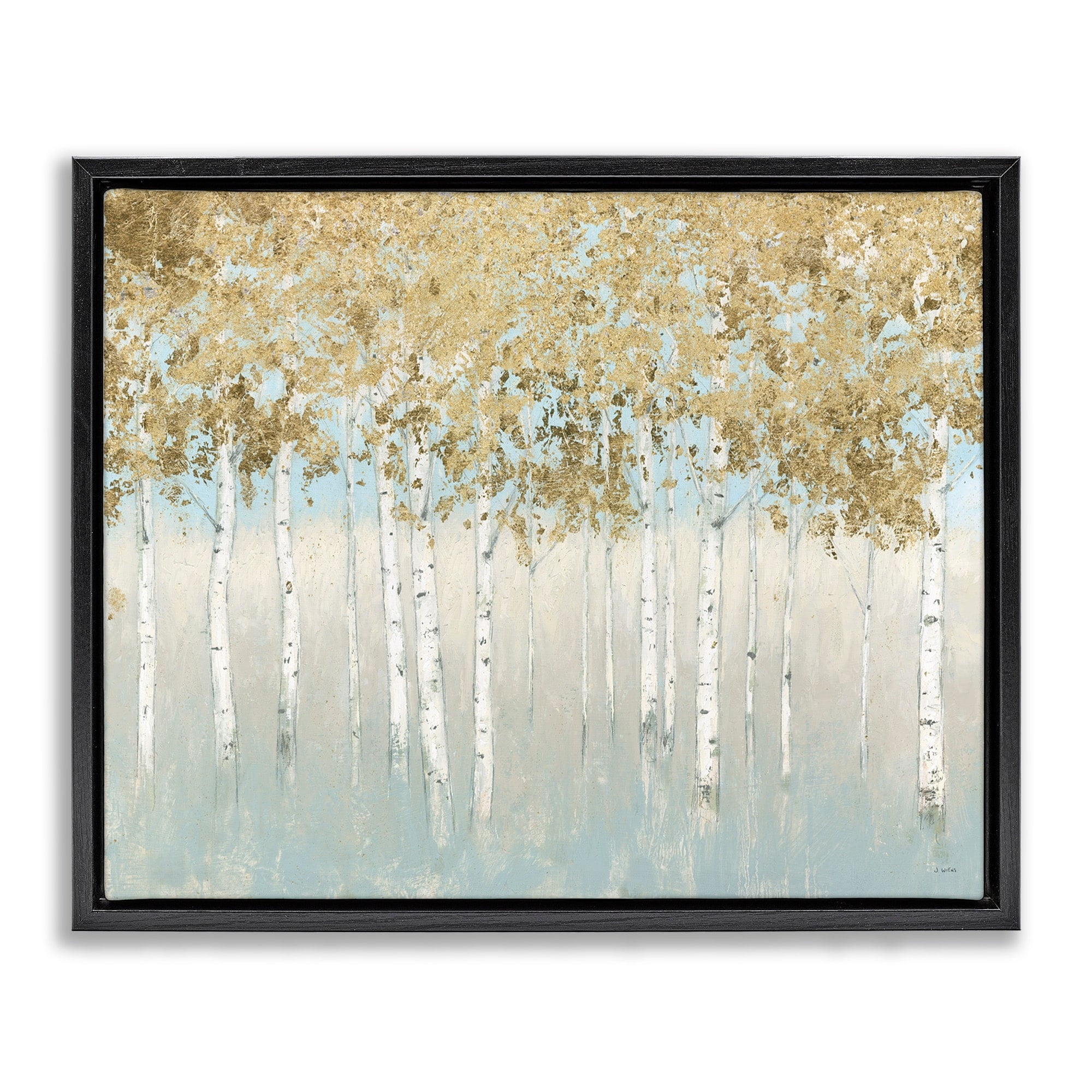 Stupell Industries Abstract Gold Tree Landscape Painting Jet Black Framed Floating Canvas Wall Art, 24x30, by James Wiens