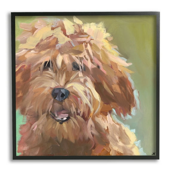 Stupell Industries Abstract Goldendoodle Painting Animals & Insects Painting Black Framed Art Print Wall Art, 12 x 12