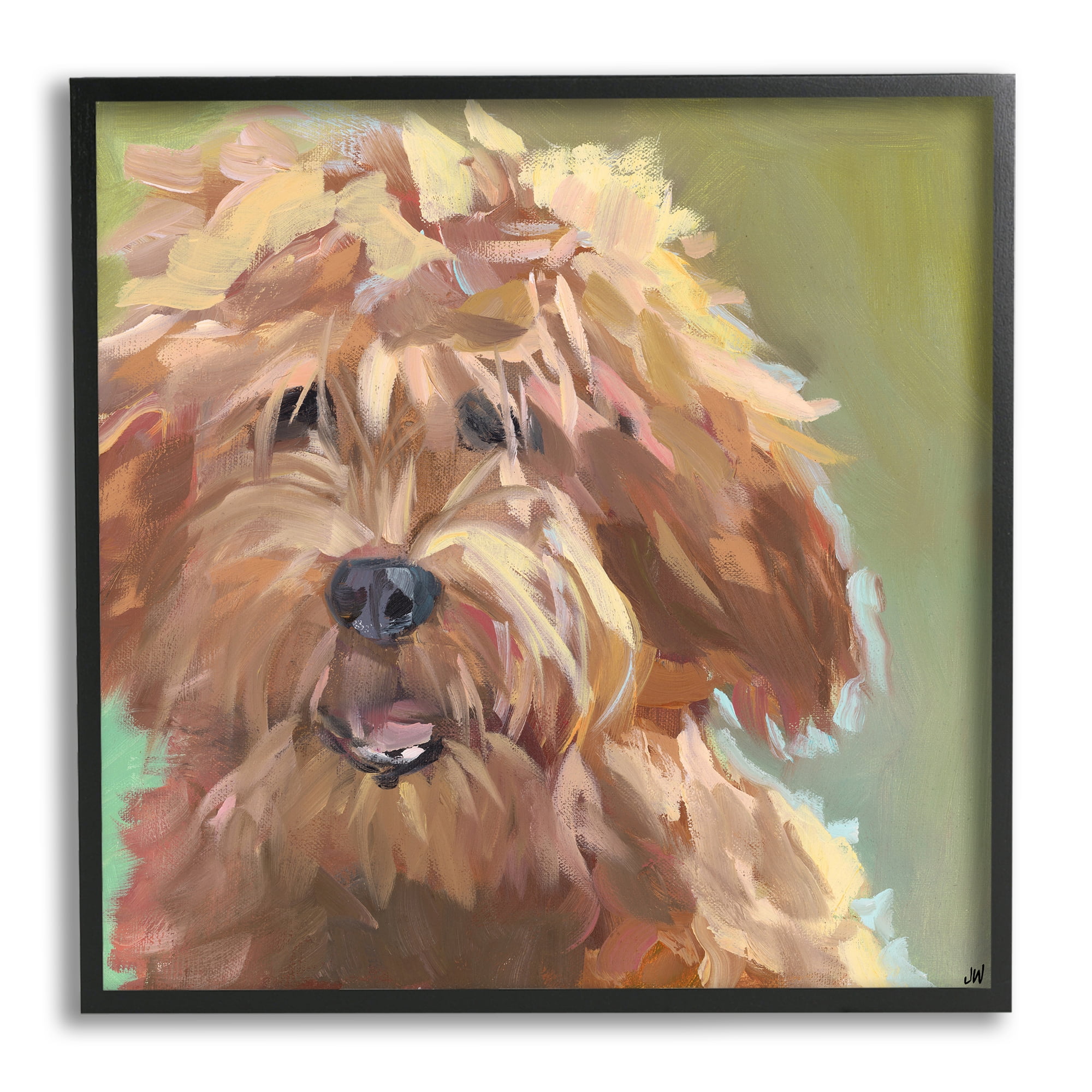 Stupell Industries Abstract Goldendoodle Painting Animals & Insects Painting Black Framed Art Print Wall Art, 17 x 17