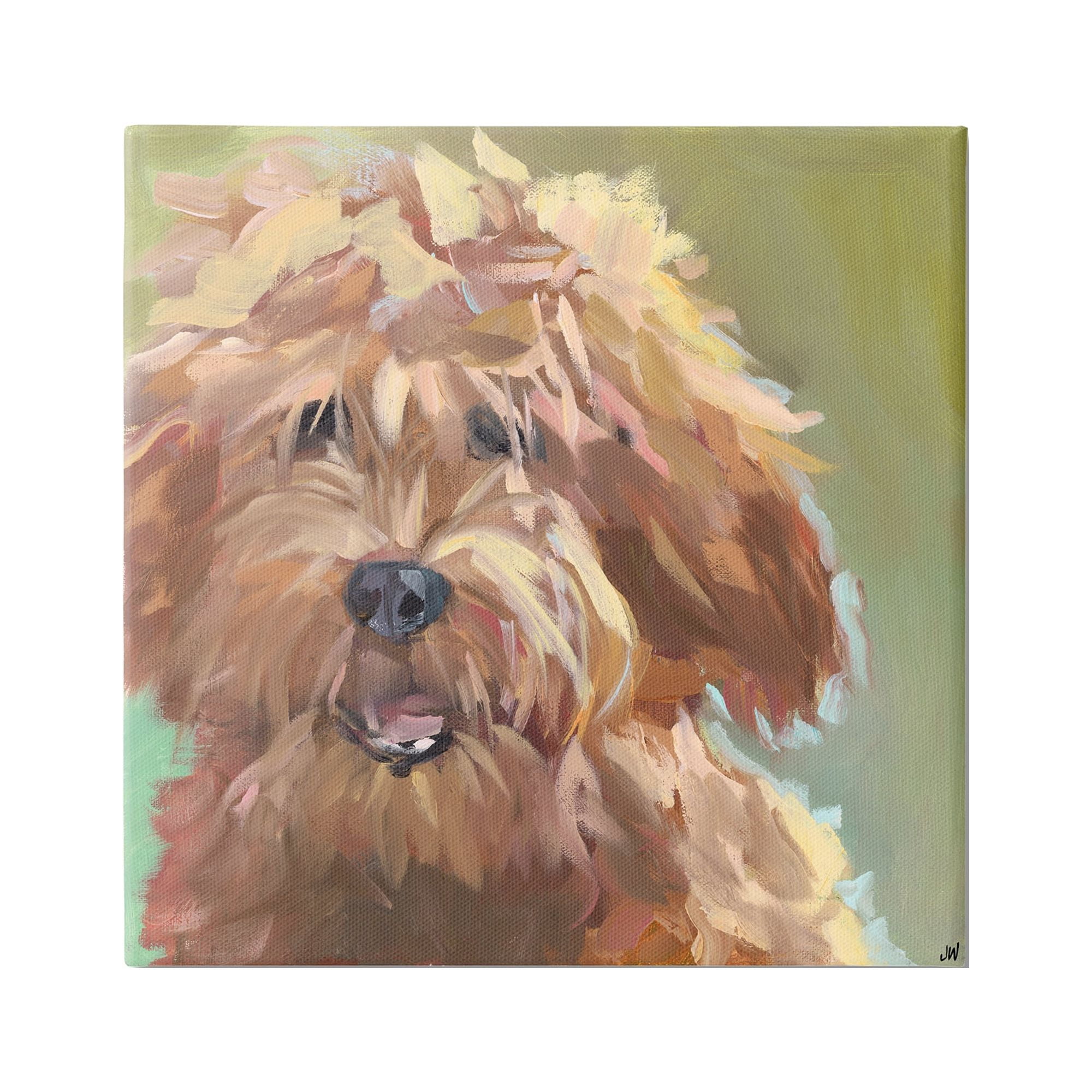 Stupell Industries Abstract Goldendoodle Painting Animals & Insects Painting Gallery Wrapped Canvas Art Print Wall Art, 17 x 17